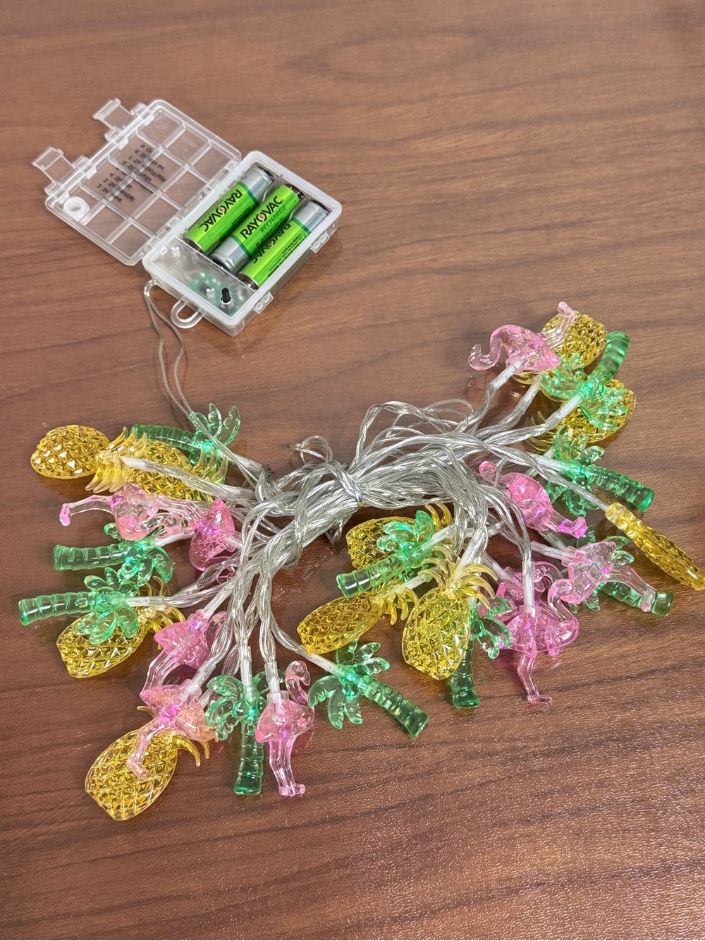 Battery-Operated 30 Tropical Pineapple & Flamingo String Lights LED 16 ft NWOT